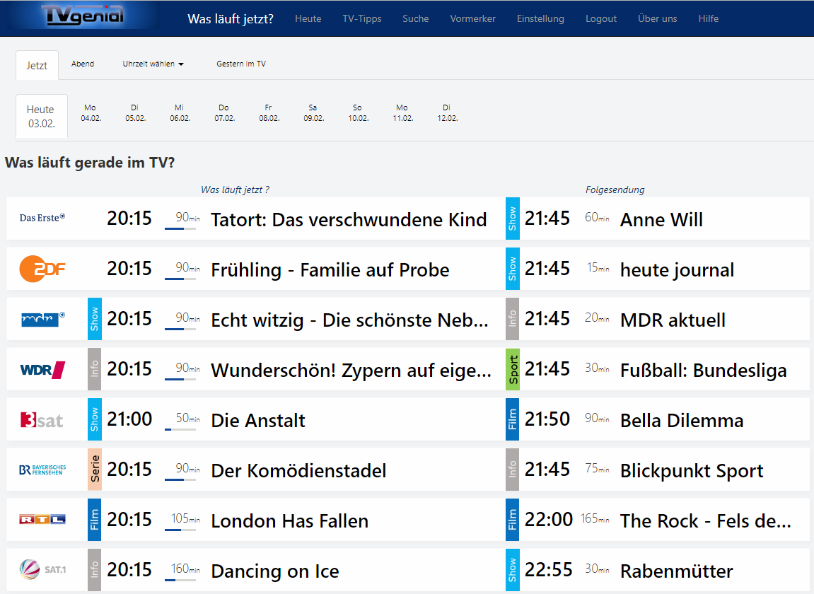 Ihr Online-TV-EPG